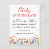 Elegante bloemen 60e verjaardagskaart 60 Bewaar de Aankondigingskaart (Voorkant)