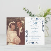 Elegante Bloemen 60ste bruiloft Jubileum Foto Kaart (Staand voorkant)