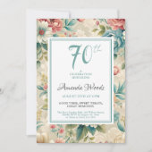 Elegante bloemen 70e verjaardag kaart (Voorkant)