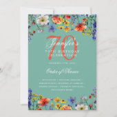 Elegante Bloemen 70e Verjaardag Programma Menu Bla (Voorkant)
