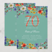 Elegante Bloemen 70e Verjaardag Programma Menu Bla (Voorkant / Achterkant)