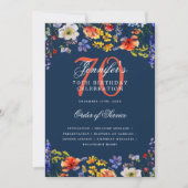 Elegante Bloemen 70e Verjaardag Programma Menu Mar (Voorkant)