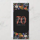 Elegante Bloemen 70ste Verjaardag Menu Zwart Kaart (Voorkant)