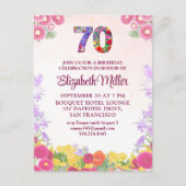 Elegante Bloemen 70ste Verjaardag Uitnodiging (Voorkant)