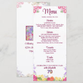 Elegante Bloemen 70ste Verjaardagsfeest / 70 jaar Menu (Voorkant / Achterkant)