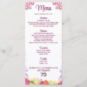 Elegante Bloemen 70ste Verjaardagsfeest / 70 jaar Menu (Voorkant)