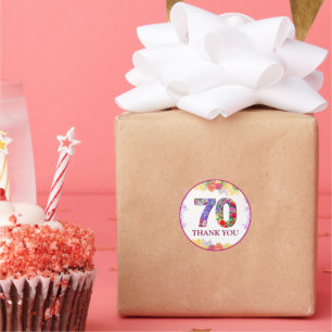 Elegante Bloemen 70ste Verjaardagsfeest / 70 jaar Ronde Sticker