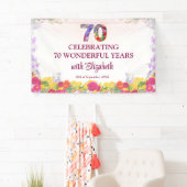 Elegante Bloemen 70ste Verjaardagsfeest / 70 jaar Spandoek (Insitu)