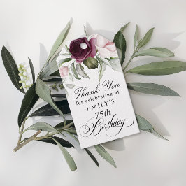 Elegante Bloemen 75e Verjaardag Dank u Cadeau Labe Cadeaulabel