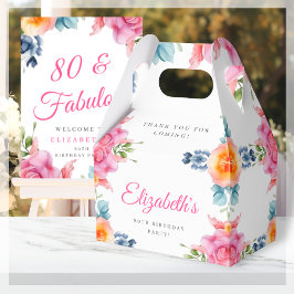 Elegante Bloemen 80e Verjaardag Favor Box Bedankdoosjes