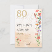 Elegante Bloemen 80ste Verjaardag, 80 Jaar Waterve Save The Date (Voorkant)