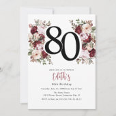 Elegante Bloemen 80ste Verjaardag Kaart (Voorkant)