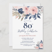 Elegante Bloemen 80ste Verjaardag Kaart (Voorkant)