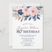 Elegante Bloemen 80ste Verjaardag Kaart (Voorkant)