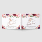 Elegante Bloemen 80ste Verjaardag Party Roos Goud Gastenboek (Volledig)