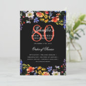 Elegante Bloemen 80ste Verjaardag Programma Menu Z (Staand voorkant)