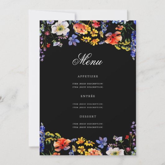 Elegante Bloemen 80ste Verjaardag Programma Menu Z (Achterkant)