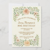 Elegante Bloemen 80ste Verjaardag Uitnodiging (Voorkant)