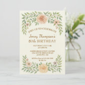 Elegante Bloemen 80ste Verjaardag Uitnodiging (Staand voorkant)