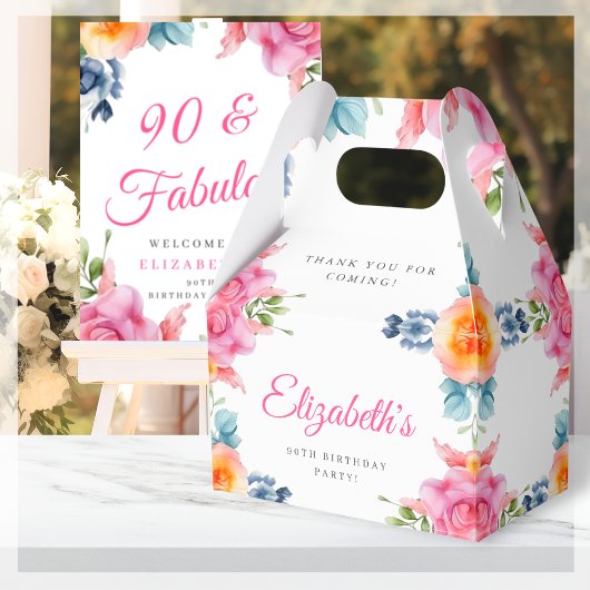 Elegante Bloemen 90e Verjaardag Favor Box Bedankdoosjes