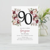 Elegante Bloemen 90ste Verjaardag Kaart (Staand voorkant)