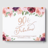 Elegante Bloemen 90ste Verjaardag Party Roos Goud Gastenboek (Achterkant)