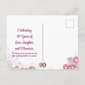 Elegante Bloemen 90ste Verjaardag Uitnodiging (Achterkant)