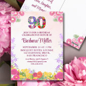 Elegante Bloemen 90ste Verjaardag Uitnodiging