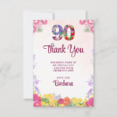 Elegante Bloemen 90ste Verjaardagsfeest / 90 jaar Bedankkaart (Voorkant)