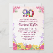 Elegante Bloemen 90ste Verjaardagsfeest - 90 jaar Kaart (Voorkant)