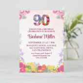 Elegante Bloemen 90ste Verjaardagsfeest - 90 jaar Kaart (Staand voorkant)