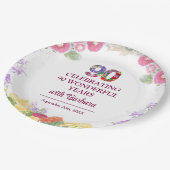 Elegante Bloemen 90ste Verjaardagsfeest / 90 jaar Papieren Bordje (Gekanteld)