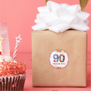 Elegante Bloemen 90ste Verjaardagsfeest / 90 jaar Ronde Sticker