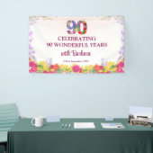 Elegante Bloemen 90ste Verjaardagsfeest / 90 jaar Spandoek (Beurs)