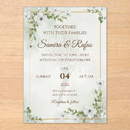 Elegante Bloemen - Aanpasbare Rustieke Boho Acryl Uitnodigingen