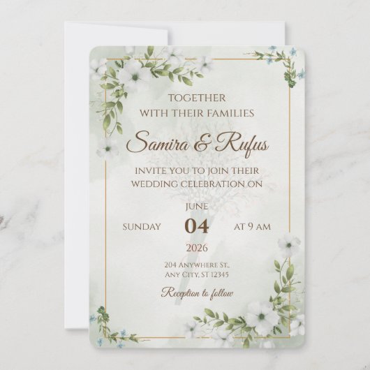 Elegante Bloemen - Aanpasbare Rustieke Boho Kaart (Voorkant)