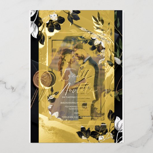 Elegante Bloemen Acryl bruiloft uitnodiging met Wa (Voorkant)