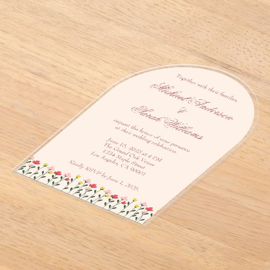 Elegante bloemen acryl bruiloft uitnodigingen (Laagn)