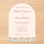 Elegante bloemen acryl bruiloft uitnodigingen (Voorkant)