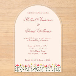 Elegante bloemen acryl bruiloft uitnodigingen