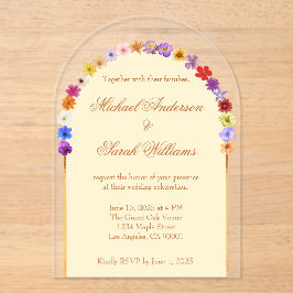 Elegante bloemen acryl bruiloft uitnodigingen