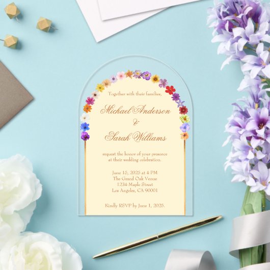 Elegante bloemen acryl bruiloft uitnodigingen (Insitu (Huwelijk))