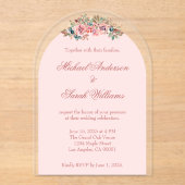 Elegante bloemen acryl bruiloft uitnodigingen (Voorkant)