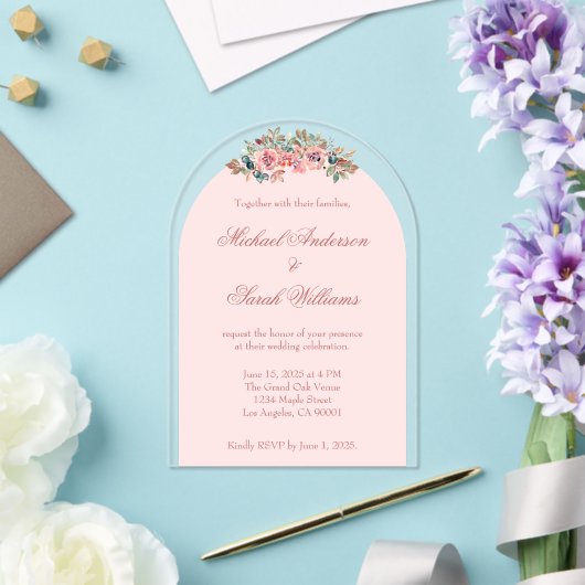 Elegante bloemen acryl bruiloft uitnodigingen (Insitu (Huwelijk))