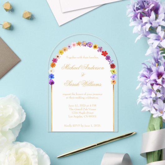 Elegante bloemen acryl bruiloft uitnodigingen (Insitu (Huwelijk))