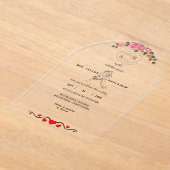 Elegante Bloemen Acryl Huwelijksuitnodiging met Mo Acryl Uitnodigingen (Laagn)