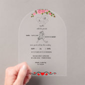 Elegante Bloemen Acryl Huwelijksuitnodiging met Mo Acryl Uitnodigingen (Insitu (Draagbaar))