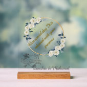 Elegante Bloemen Acryl Trouwbord – Aangepaste name Acryl Bord (Neutraal)