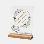 Elegante Bloemen Acryl Trouwbord – Aangepaste name Acryl Bord (Hoek)