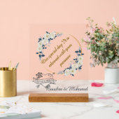 Elegante Bloemen Acryl Trouwbord – Aangepaste name Acryl Bord (Huwelijk)
